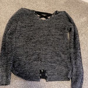 Grey and black sweater with corset back